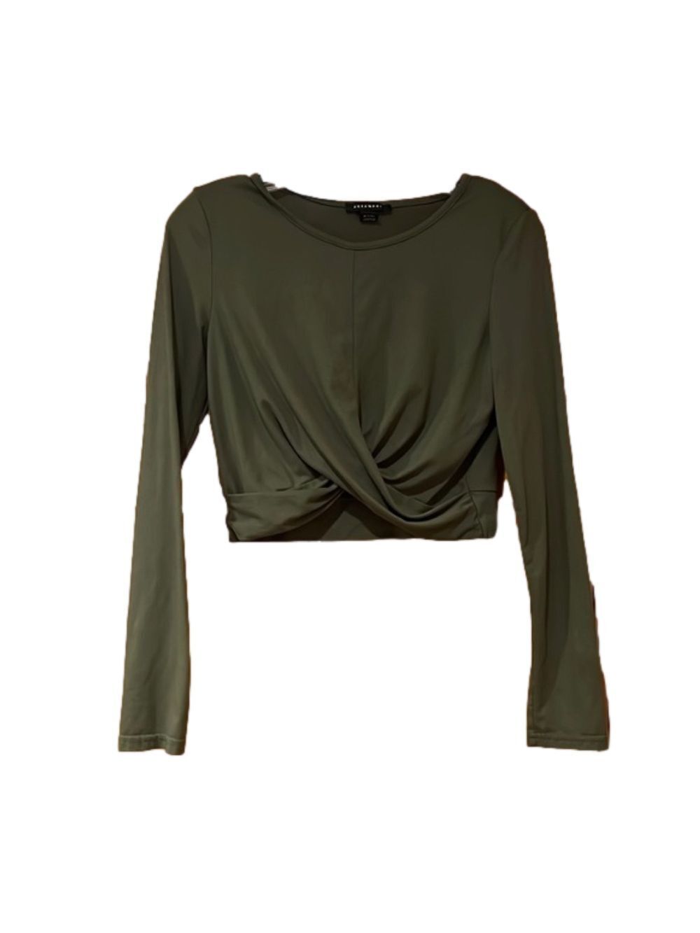 Revamped Green Twist Front Crop Top Shirt